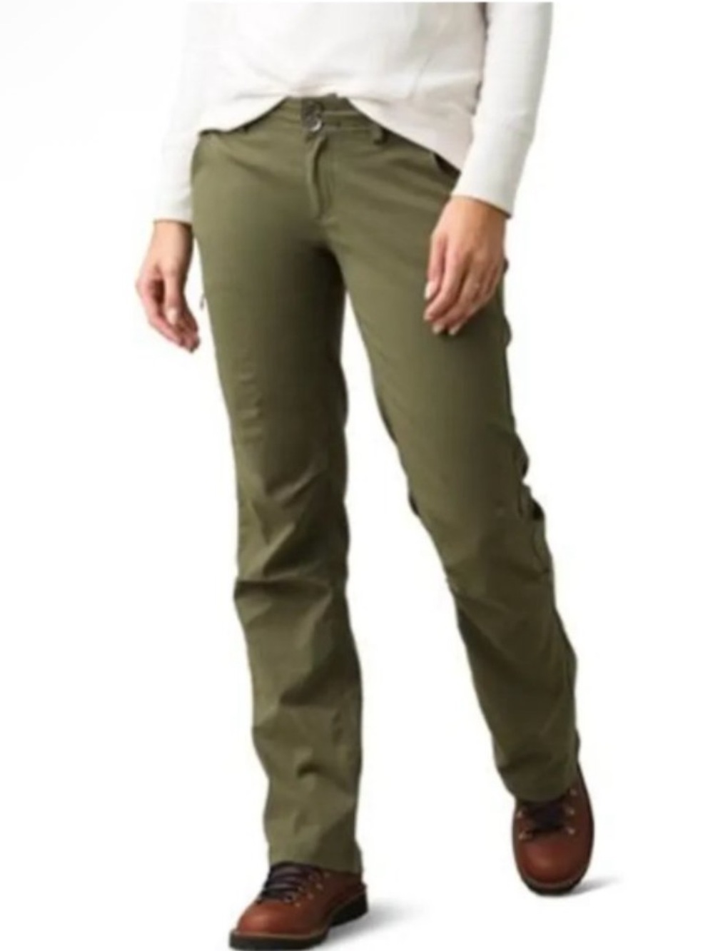 Prana Women’s Halle Pants Mid Rise Hem Roll Up UPF 50+ Hiking in Green 12